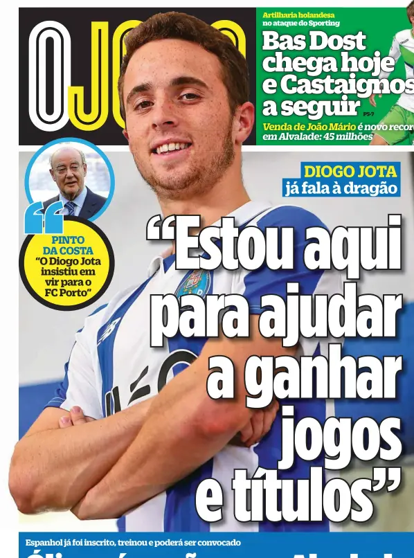  ??  ?? PINTO DA COSTA “O Diogo Jota insistiu em vir para o FC Porto”
