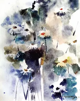  ??  ?? CYRELL Alingasa - Winter Daisies (9”X12” Watercolor on Paper)