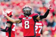  ?? LEAH HENNEL ?? Calgary’s Emanuel Davis says there’s extra motivation for today because the Stamps don’t tolerate losing back-to-back games.