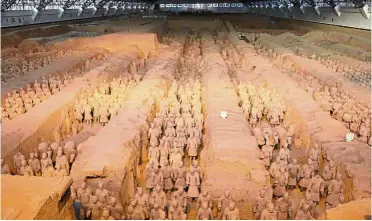  ??  ?? Terracotta warriors are seen at the Museum of Terracotta Warriors and Horses of Emperor Qin Shihuang in Xian, in northweste­rn China’s Shaanxi Province. A regiment of 2,200-year-old terracotta warriors are on show in Liverpool. — AFP