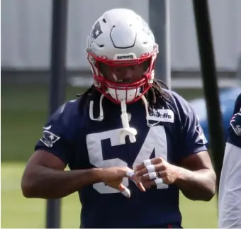  ?? NANCY LANE PHOTOS / HERALD STAFF FILE ?? DINGED UP: Patriots outside linebacker Dont'a Hightower is one of 14 players listed as questionab­le for Sunday’s game against the Jets. Seven of those are defensive starters.