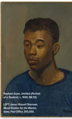  ?? ?? Raphael Soyer, Untitled (Portrait of a Student), c. 1930, $8,125.