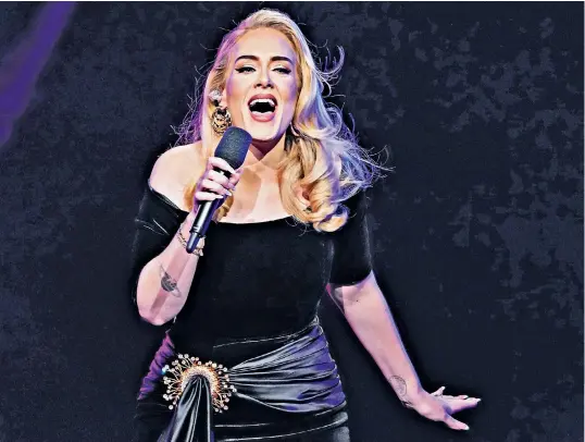  ?? ?? Adele being kept fresh as she performs at her residency in Las Vegas