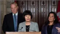  ??  ?? Minister of Health Ginette Petitpas Taylor (center) Minister of Justice and Attorney General of Canada Jody Wilson-Raybould (right) and Parliament­ary Secretary to the Minister of Justice and Attorney General of Canada and to the Minister of Health Bill...