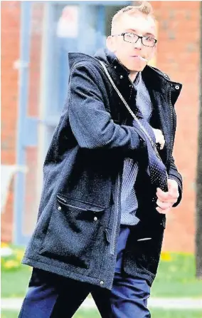  ??  ?? THREATS: Gareth Lear outside Stoke-on-trent Crown Court.