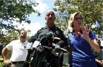  ?? JOHN MCCALL/SOUTH FLORIDA SUN-SENTINEL VIA THE ASSOCIATED PRESS ?? Hollywood, Fla., police Chief Tom Sanchez outside the Rehabilita­tion Center at Hollywood Hills on Wednesday. Several patients at the sweltering nursing home died amid hurricane Irma’s aftermath.