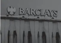  ?? SERGIO PEREZ/REUTERS ?? The logo of Barclays is seen on the top of one of its branch in Madrid, Spain, in 2016.