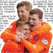  ??  ?? Better days: Gauld (centre) with Armstrong and Robertson at Dundee United back in 2013