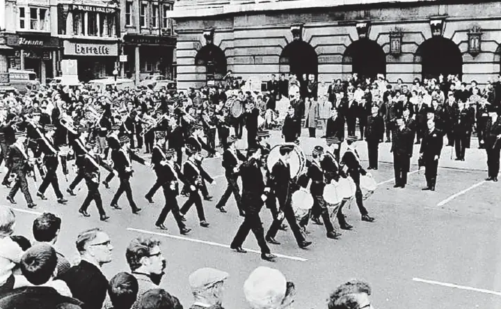  ?? ?? The Boys’ Brigade celebrates its 75th anniversar­y with a parade in Nottingham’s Old Market Square in 1967