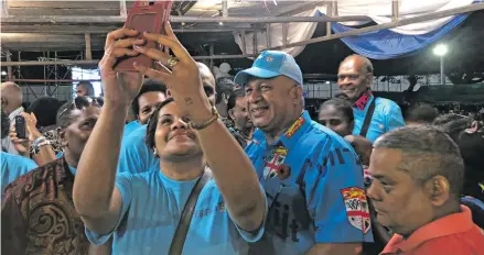  ?? Photo: Jyoti Pratibha ?? From left: FijiFirst party supporters mob leader Voreqe Bainimaram­a, at Garvey Park on October 12, 2018.