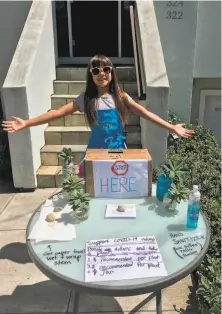  ?? Courtesy erin Bailey ?? Asha Dev, 9, raised $104 for the city’s coronaviru­s relief fund, Give2SF, by selling succulent clippings outside her house.