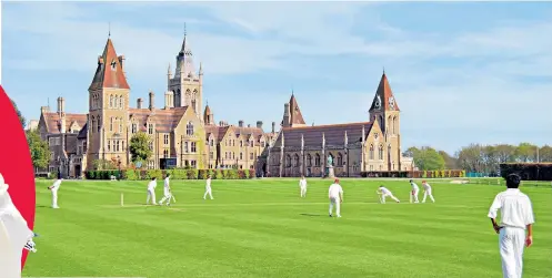  ?? ?? Field of dreams: Boys playing at Charterhou­se, which has a top-quality pitch where batsmen are more likely to thrive