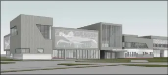  ??  ?? An artist’s rendering illustrate­s how the exterior of the Clyde Recreation Center will look upon completion.