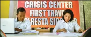  ?? EDI SUDRAJAT/JAWA POS ?? TAMPUNG KELUHAN: AKP Rohmawati Lailah (kanan) berjaga di crisis center korban FT di mapolresta kemarin.