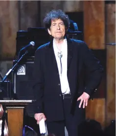  ?? — AFP photo ?? This file photo taken on Feb 6, 2015 shows Bob Dylan at the 25th anniversar­y MusiCares 2015 Person Of The Year Gala honouring Bob Dylan at the Los Angeles Convention Center in Los Angeles, California.