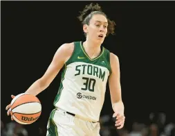  ?? JOHN LOCHER/AP ?? Forward Breanna Stewart is the biggest WNBA free agent on the market this offseason and the former MVP has a host of teams courting her, including the Storm, where she’s spent her entire career.