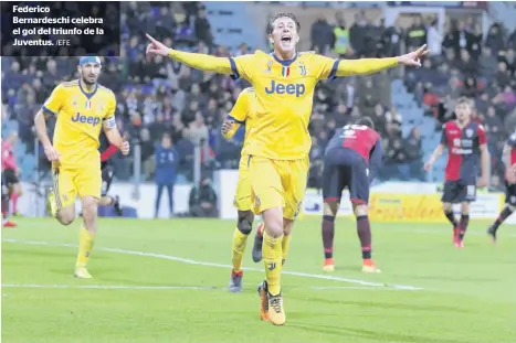  ?? /EFE ?? Federico Bernardesc­hi celebra el gol del triunfo de la Juventus.