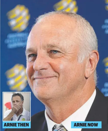  ?? Picture: AAP ?? Graham Arnold will be Socceroos coach in July, returning to a job he last held during the Asian Cup in 2007 (inset). ARNIE THEN ARNIE NOW