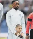  ??  ?? England’s Jermain Defoe with mascot Bradley Lowery.