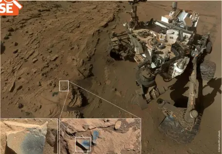  ??  ?? Above: When Curiosity found rocks containing manganeseo­xide materials on Mars in 2016, it suggested a once-higher abundance of free oxygen on the Red Planet