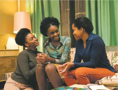  ??  ?? Ladies sing the blues: Teyonah Parris, KiKi Layne, and Regina King in If Beale Street Could Talk, at Violet Crown