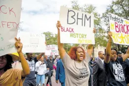  ?? AP ?? Hundreds participat­e in the National Action Network demonstrat­ion in response to Gov. Ron DeSantis’s rejection of a high school African American history course.