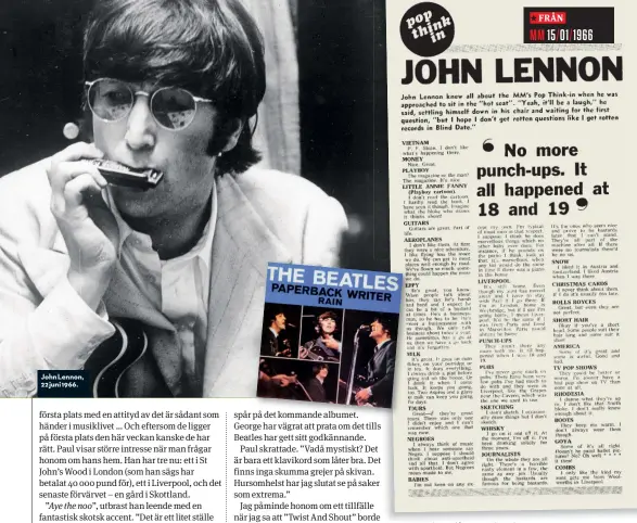  ??  ?? John Lennon, 22 juni 1966.