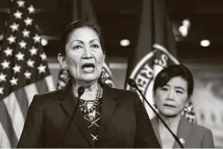  ?? J. Scott Applewhite / Associated Press ?? U.S. Rep. Deb Haaland from New Mexico, a member of the Pueblo of Laguna, is regarded as a top choice as interior secretary and would be the first Native American to hold the post.