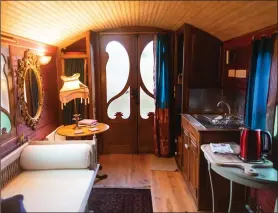  ??  ?? Clockwise from left: The grand Roulotte caravans are adults-only, and are ideal for a romantic getaway; Sound of Harris; The Station Master’s House; and the interior of a Roulotte caravan