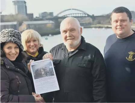  ??  ?? Some of the campaigner­s who fought for a permanent tribute to Joseph Hodgson.