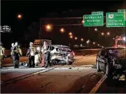  ?? JIM NOELKER/STAFF ?? An 80-year-old Lebanon man died in a three-vehicle wreck on Interstate 75 on Thursday night about 8 p.m. in Moraine that shut down southbound traffic for more than two hours.