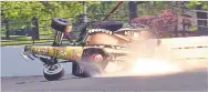  ?? GREG HUEY/ASSOCIATED PRESS ?? James Hinchcliff­e slides after hitting the wall along the second turn during qualifying Saturday for the Indianapol­is 500 in Indianapol­is.