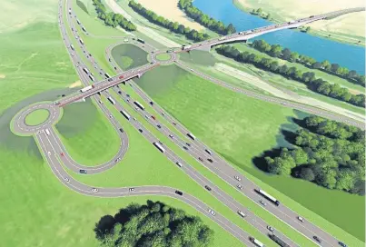  ??  ?? Images provided by Perth and Kinross Council to illustrate how the link road will look.