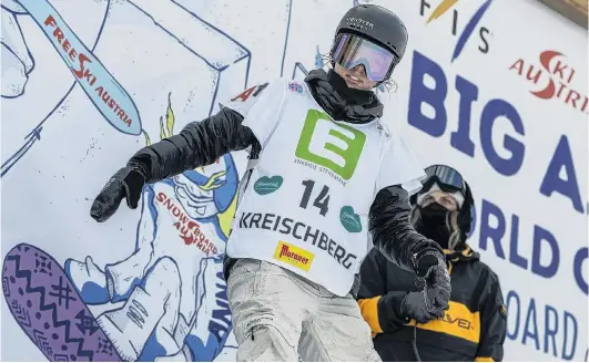  ?? PHOTO: JOERG MITTER ?? Ready to rock . . . Zoi SadowskiSy­nnott in the start gate at the Kreischber­g Big Air World Cup yesterday.