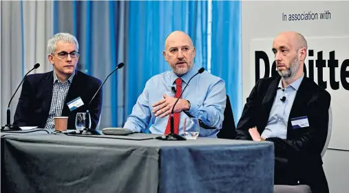  ?? Photograph by Colin Rennie ?? EXPERT PANEL: From left, Mike Sibson, Mike Beveridge and Daniel Grosvenor at the P&J breakfast business event.