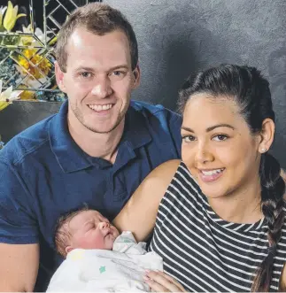  ?? Picture: JERAD WILLIAMS ?? Matt and Samantha Stanley welcomed their baby boy at Pindara Hospital within 40 minutes of Prince William and Kate’s third child being born.