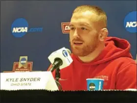  ?? MARK PODOLSKI — THE NEWS-HERALD ?? Ohio State heavyweigh­t Kyle Snyder at a March 14 news conference at The Q.