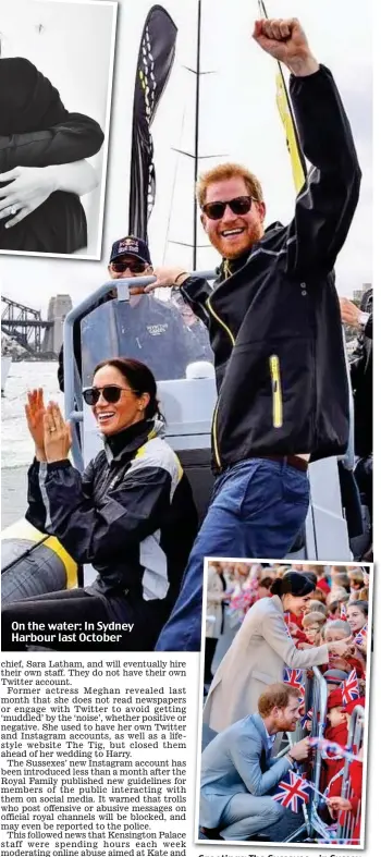  ??  ?? On the water: In Sydney Harbour last October Greetings: The Sussexes... in Sussex