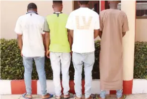  ?? ?? Some suspects recently arrested by the EFCC for internet fraud in Kwara State