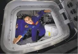  ?? NASA 2018 ?? Nicole Mann, exiting the Boeing Mockup Trainer at Johnson Space Center, like Rubins, is a candidate to be the first woman on the moon.
