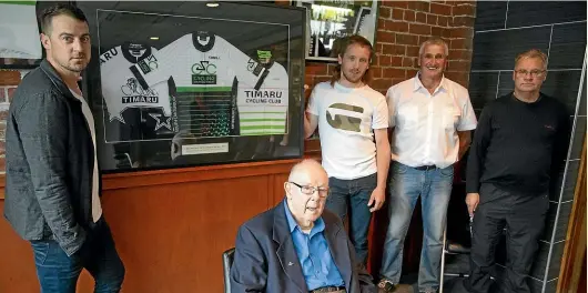  ?? BEJON HASWELL/STUFF ?? The five life members of Cycling South Canterbury in Timaru this week. From left, Marc Ryan, Peter Gilchrist, Shane Archbold, Graeme Howes and Colin Ryan.