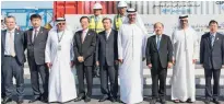  ?? — Supplied photo ?? Dr Sultan bin Ahmad Sultan Al Jaber, Minister of State, and others at the opening of Cosco’s terminal in Abu Dhabi.
