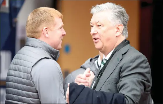 ??  ?? Celtic manager Neil Lennon and chief executive Peter Lawwell have come under pressure after their failure to qualify for the Champions League