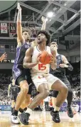  ?? ?? Miami’s Norchad Omier looks for an opening to shoot against Duke.