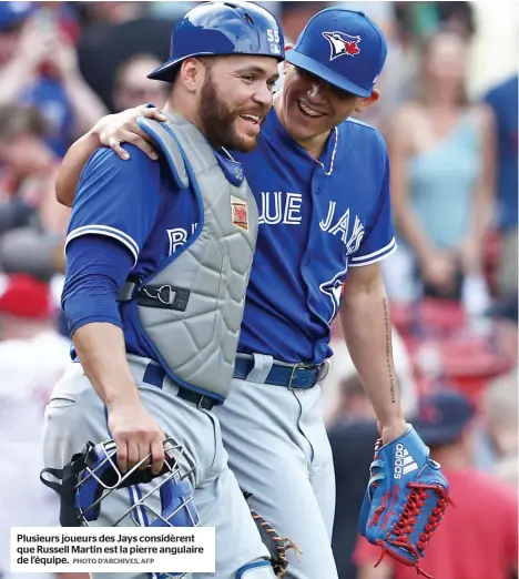  ?? PHOTO D’ARCHIVES, AFP ?? Plusieurs joueurs des Jays considèren­t que Russell Martin est la pierre angulaire de l’équipe.