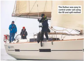  ??  ?? The Dufour was easy to control under sail using the fill and spill method