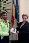  ?? Twitter ?? Vishnudas Chapke with Gratiela leocadia Gavrilescu, Vice-Prime minister and environmen­t minister of Romania. —