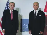  ?? Getty; Reuters ?? Above, world leaders throw coins in the water during a visit to the Trevi Fountain in Rome; left, US President Joe Biden and Turkey’s President Recep Tayyip Erdogan