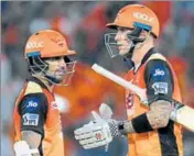  ?? AFP ?? Alex Hales (right) and Shikhar Dhawan provided a solid opening partnershi­p which helped SRH beat Daredevils on Saturday.