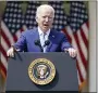  ?? ANDREW HARNIK - THE ASSOCIATED PRESS ?? President Joe Biden speaks about gun violence prevention in the Rose Garden at the White House, Thursday, April 8, 2021, in Washington.